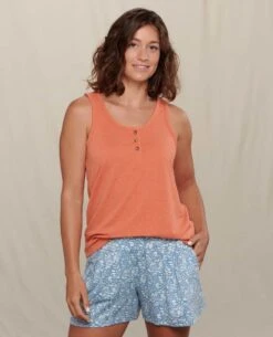 Piru Henley Tank - Women's -Toad&Co Shop 1036006499 ToadandCo PiruHenleyTank Dreamsicle Wmns Front