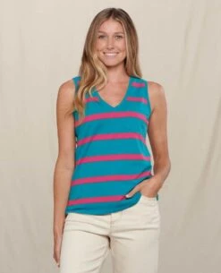 Grom Tank - Women's -Toad&Co Shop 1036006509 ToadandCo GromTank CuracaoWideStripe Wmns Front