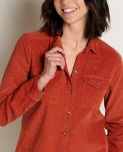 Women's Scouter Cord Long Sleeve Shirt -Toad&Co Shop T1241208 Cinnamon 3