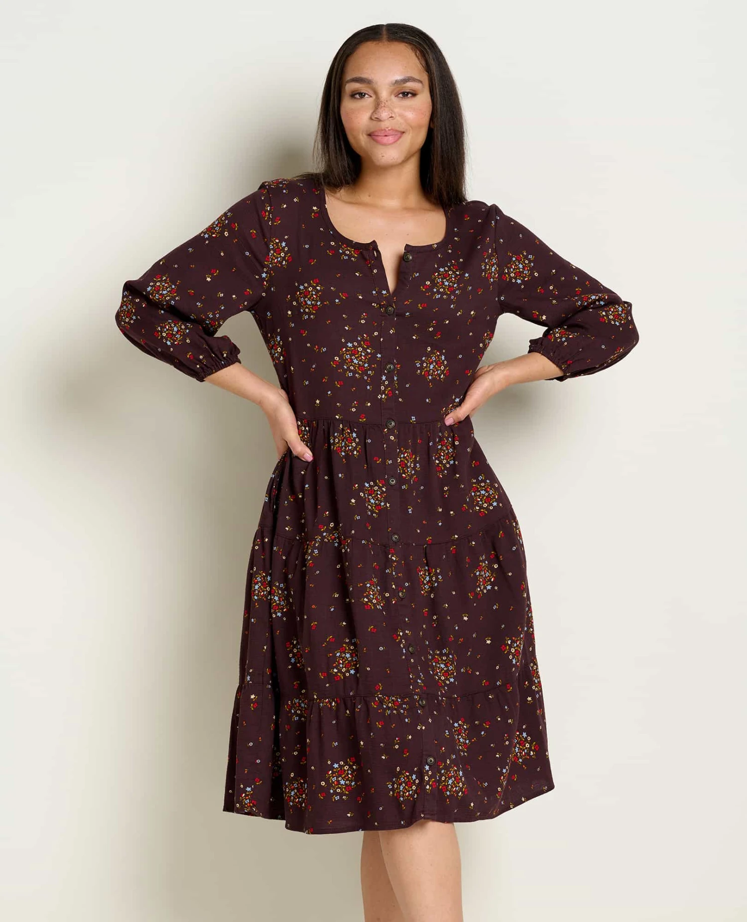 Manzana Tiered Long Sleeve Dress 1 Manzana Tiered Long Sleeve Dress