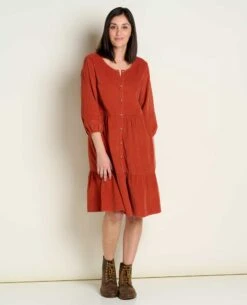 Scouter Cord Tiered Dress -Toad&Co Shop T1781304 Cinnamon 3